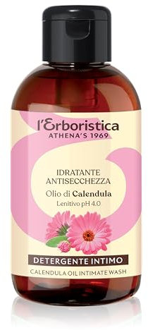 L'Erboristica Athena's – feuchtigkeitsspendendes Intimwaschmittel gegen Spritzwasser – beruhigende Intimseife mit Ringelblumenöl – pH 4,0 – 250 ml
