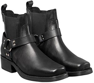 Gringos Mens Low Harley Gusset Harness Leather Boots (6 UK) (Black)