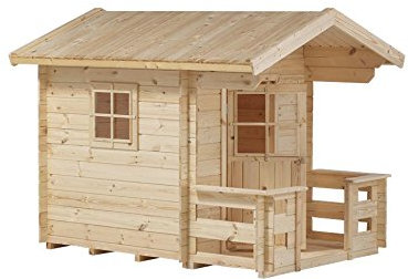 Plus 16741-1 Kinderhaus mit Terrasse 162 x 198 x 161 cm (BxLxH) naturbelassen