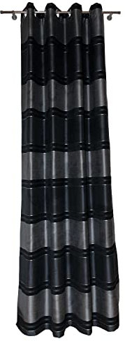 ALDOMO Oesenschal Ösenvorhang 140x235 cm Deko Gardine Vienne anthrazit Silber Streifen