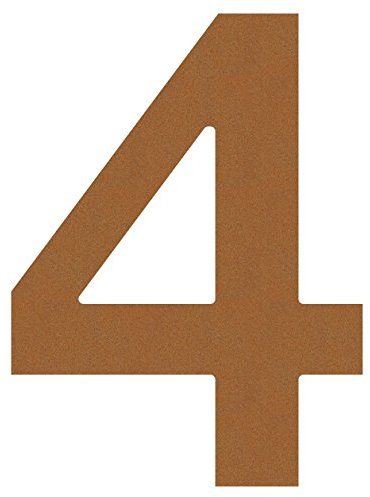 Numero civico 4, design numero civico in acciaio inox in Ruggine