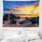 ABAKUHAUS Sonnenuntergang Wandteppich Meeres Landschaftsbild mit klarem Wellen Dämmerung Romantische Fotographieaus Weiches Mikrofaser Stoff 150 x 110 cm Klare Farben ohne verblassen, Blau Gold