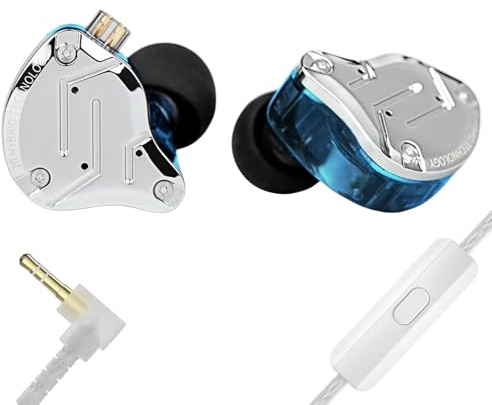 Yinyoo KZ ZS10 PRO In-Ear-Kopfhörer, Bequeme Ohr-Geräuschunterdrückung, Kopfhörer mit 4BA 1DD, ausgewogenem Armatur, dynamischer Treiber, Hybrid-Technologie für Handy-Player (blaues Mikrofon)