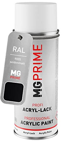 MG PRIME RAL 9005 Noir foncé/Jet black Bombe aérosol 400 ml mat satiné séchage rapide