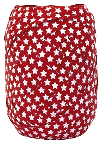 McDEKO Baumwoll Ringelband Stars 10mm/12m Rot/Weiß