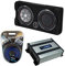 Harmony Audio Kicker 47TRTP122 Car Audio Down Firing 12 Thin Sub Box Passive Radiator Bundle with Harmony HA-A400.1 Amplifier & Amp Kit