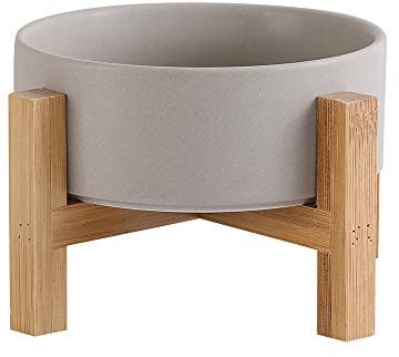 Gamelles surélevées en céramique Grise pour Chat avec Support, gamelles surélevées pour Nourriture ou Eau pour Chat avec Coussinet en Caoutchouc antidérapant, Anti-Stress pour Chats et Petits Chiens