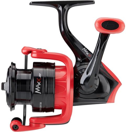 Abu Garcia Max X 10 Spinning Reel + 0,12mm Schnur - Stationärrolle zum Barschangeln, Spinnrolle für Barsche, Angelrolle