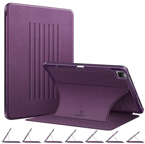 CaseBot Magnetische Schutzhülle für iPad Pro 12,9 Zoll (32,8 cm) 6. Generation 2022, mehrere Winkel, stoßfest, robuste Standhülle, weiche TPU-Rückseite mit Stifthalter, auch passend für iPad Pro 12,9