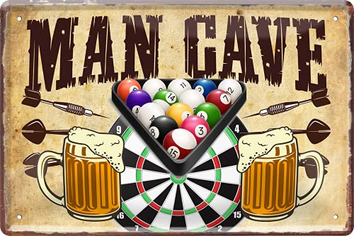 schilderkreis24 – Blechschild Lustiger Spruch Man Cave Dart Bier Billard Deko Garage Metallschild Theke Bar Pub Vintage Retro Geschenkidee Geburtstag Weihnachten Dartspieler 20x30 cm