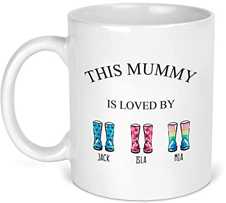 Personalised Mother's Day Mug, Customisable Mothers Day Gift, Mummy Is Loved By, Mothers Day Gift from Kids, Mum's Birthday Present, New Mum Gift