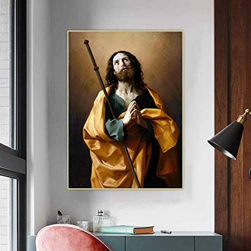 Dittelle Guido Reni - Saint James the Greater Leinwandkunst Ölgemälde Ästhetik Bild Wanddekoration Heimdekoration Leinwanddruck 30x45cm Rahmenlos