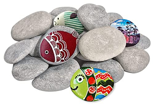 DALTACK 30 große Malsteine, natürliche Flusssteine, flache Steine zum Malen, 5,1 cm - 7,6 cm, Steine für Kunst und Handwerk