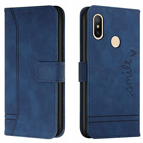 Lihondar Funda para Xiaomi Mi 6X / Mi A2, Premium PU Cuero Billetera Tapa Flip Protectora Carcasa Libro Case Magnético con Tapa y Ranura para Tarjetas Piel Cartera para Xiaomi Mi 6X / Mi A2 (Azul)