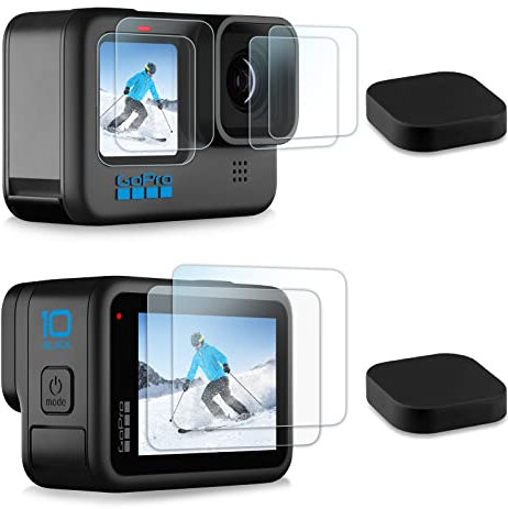 REDTRON Displayschutzfolie für GoPro Hero 12/Hero 11/Hero 10/Hero 9 Black(8 Stck.), Ultraklares gehärtetes Glas Bildschirmschutz & Objektivschutz aus gehärtetem Glas & Objektivabdeckung