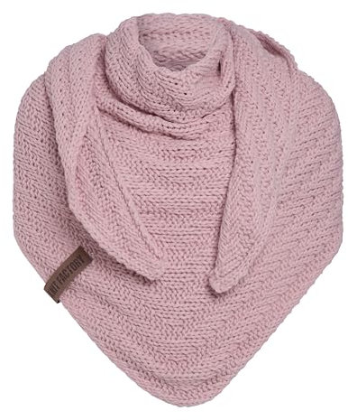 KNIT FACTORY - Dreiecksschal Sally - Damen Strickschal mit Wolle - Grob gestrickten Schal - Hochwertige Qualität - XXL Schal - 220x85 cm - Rosa