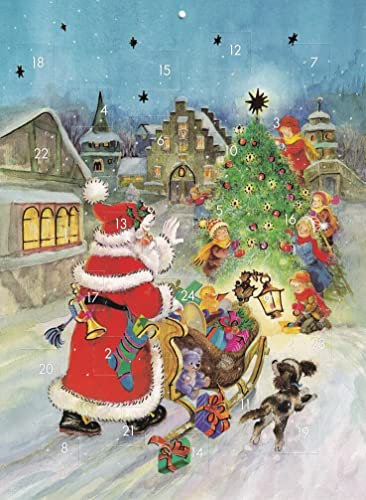 Nostalgischer Adventskalender A4 Weihnachtsmann Tannenbaum