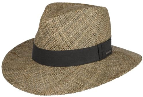 Stetson Big Brim Seagrass Traveller Strohhut - Naturfarbener Hut - Luftiger Sommerhut mit Breiter Krempe - Unisex - Frühjahr/Sommer Natur L (58-59 cm)