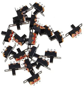 2 Posizioni 3 Pin Spdt Micro Interruttore a Scorrimento Pcb in Miniatura Interruttore a Levetta a Scatto Per Piccoli Progetti Elettronici Di Potenza Fai-da-te 20 Pezzi (nero)