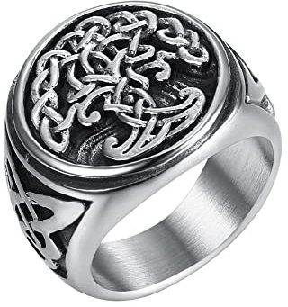 Aruie Siegelring Herren Baum des Lebens Kuppel Gravur Edelstahl Schmuck Geschenk, Edelstahl