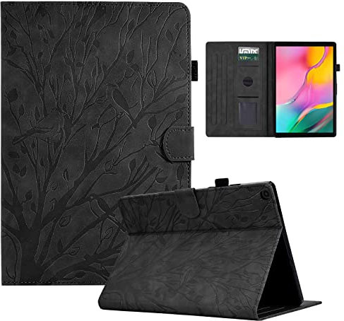 Aswant Funda Compatible Samsung Galaxy Tab A 10.1 2019 (SM-T510/SM-T515/SM-T517) - Ultradelgado Case con Función de Soporte y Billetera per Galaxy Tab A Tablet 10.1, Negro