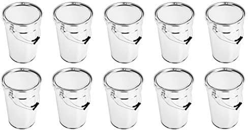 BenBow Weißblecheimer 4X 20 L mit Deckel und Spannring - luftdicht, undurchsichtig, leer, rund - Aufbewahrungsbehälter mit Metallhenkel