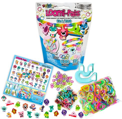 Rainbow Loom Bandai Sammlerstücke, Schmuck, Bastelpakete, Armbandhersteller-Kit für Jungen und Mädchen, Zubehör mit Loom-Band-Charms, Gummi, Loomi-Pals Zoo