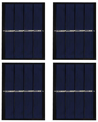 Kuuleyn Panneaux Solaires Portables, Panneau Solaire avec Prise De Courant, Système De Module De Panneau Solaire Bricolage 4 Pièces 0,65 W 2 V pour Charge De Batterie Solaire Jouet Lumière 60x80mm