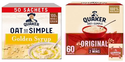 2x Quaker Oat So Simple Golden Syrup Porridge 50 x 36g & 2x Quaker Oat So Simple Original 60 x 27g - By Shop 4 Less