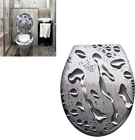 JOIEYOU Toilettensitz WC-Sitz aus Hartplastik Universal Toilettendeckel mit Absenkautomatik für alle handelsüblichen WC-Becken Wassertropfen