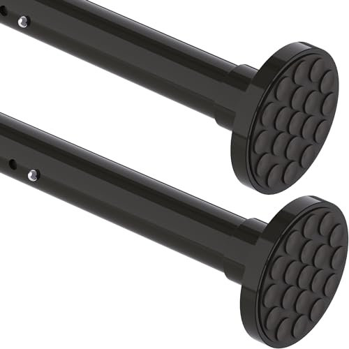 2Pièces Barre Télescopique 3M Extra Longueur Barre de Rideau Sans Percer Barre de Douche Extensible Barre de Penderie Télescopique pour Salle de Bains,Chambre à coucher Noir(305-355CM Φ32mm)