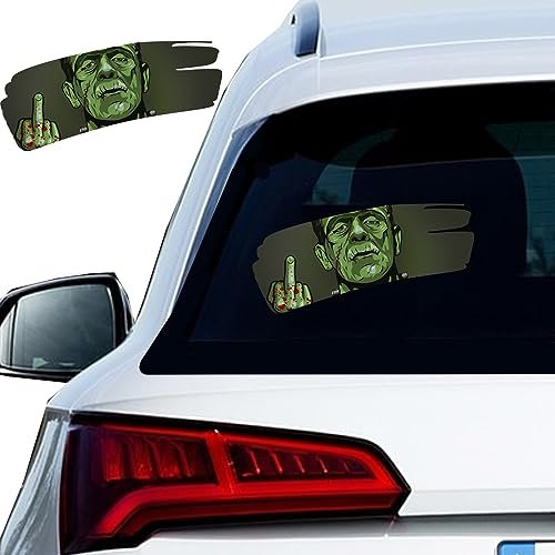 Vesvory 2 grüne Monster Peeking Aufkleber für Autos, Halloween, klassischer Horror-Aufkleber, Vinyl-Aufkleber für Autos, Stoßstangen, Laptops, Autofensteraufkleber (Mittelfinger)