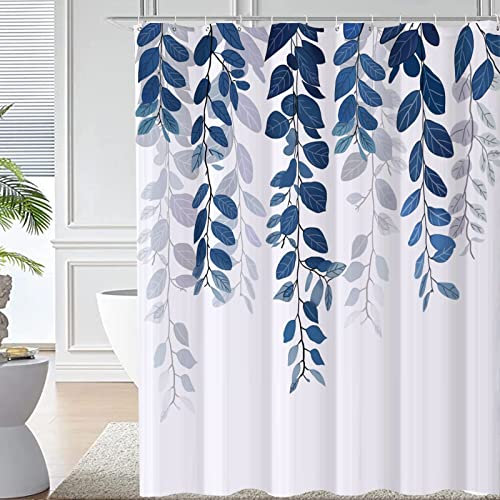 REZAYMRS Blue Duschvorhänge mit 12 Haken, Anti-Schimmel, 180x200cm Wasserdicht Duschvorhang für Badezimmer, Beschwerter Saum, Badewannen Hotelvorhang, Maschinenwaschbar, Schnell Trocknend