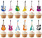 Yoomod 36PCS Guitar Cake Cupcake Toppers Music Lover's Birthday Rock and Roll Party Decorations Baby Shower Supplies