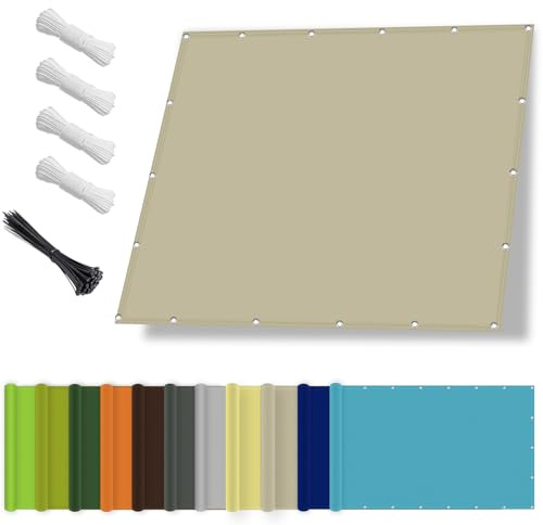 Sonnensegel wasserdicht 1.5x2M,Sonnenschutz- und Wetterschutz-Markise, UV-Schutz Schattiernetz mit Ösen und Kordel für Garten und Terrasse-Khaki