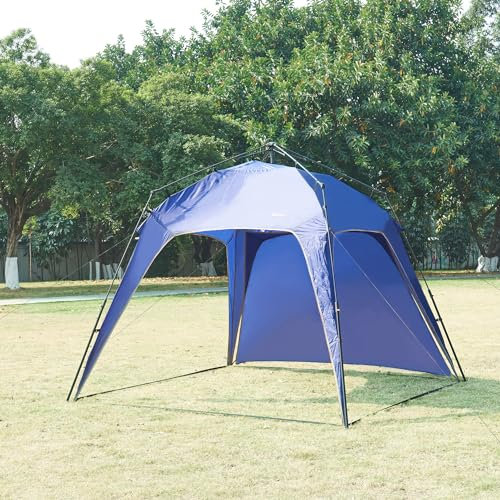 pro.tec Pavillon Barendrecht mit LED Beleuchtung Faltpavillon 250 x 250 x 190 cm Gartenpavillon inkl. Solarmodul und Tasche Pop-Up Partyzelt Camping Pavilon stabil Festivalzelt wasserdicht Blau