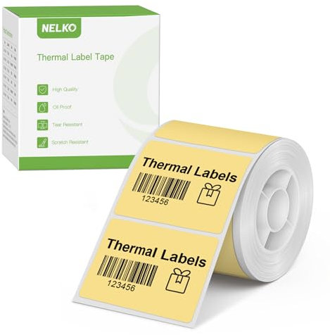 Nelko Thermoetiketten PM220 40x30 mm, wasserdicht, gelb, 230 Etiketten, kompatibel mit Nelko PM220