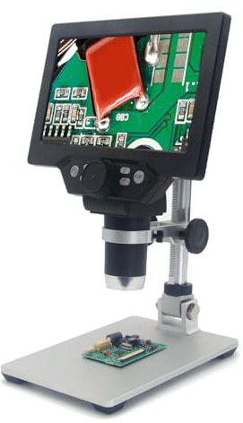 LCD-Digitalmikroskop, 7 Zoll 1080P 1200X Münzmikroskop-Lupe mit 8 Einstellbaren LED-Leuchten, Biologisches Mikroskop für die Reparatur von Telefonuhren Usw