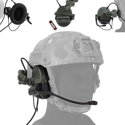 WQZXM Tactical Headsets With Fast Helmet Rail Adapter Military Hunting Shooting Ear Protection Headset Army Communication Accessories(Green)
