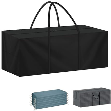 LAMUNI Bolsa de Almacenamiento para Cojines Jardín, Impermeable Funda Cojín Bolsa para Muebles, Grande Bolsa para Cojines de Exterior, Bolsa de Almacenamiento para árbol de Navidad, 125x40x55cm