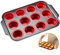 Foyucool Pliable Moule à Muffins en Silicone, 12 Moules à Cupcakes, Press to Release, Coupe à Muffins en Silicone Antiadhésive, Plateau à Cupcakes, Moule à Cupcake pour Muffin, Gâteau, Pain, Rouge