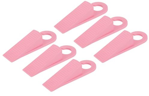 sourcing map 6 Pcs Door Stoppers for Bottom of Door, 28mm/1.10 Inch Door Stops, TPR Rubber Door Stopper Wedge Anti Slip, Window Stopper Door Stackable, Pink