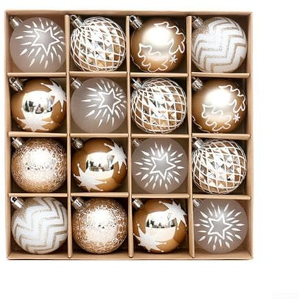 Set di decorazioni natalizie per albero di Natale, 16 pezzi, 6 cm, ornamenti a sfera di Natale (colore champagne)