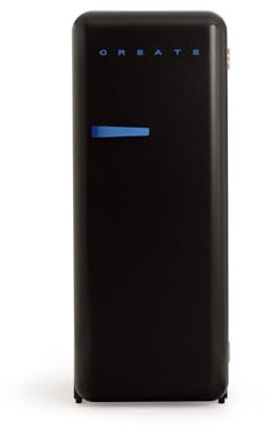 CREATE / RETRO FRIDGE 150 COBALTO/Frigorífico negro maneta azul cobalto con congelador 281L / 102W, bajo consumo, diseño vintage, 150cm, 3 estantes, regulador temperatura, botellero, 60x60x150cm