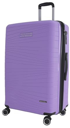 METZELDER Square Valise Rigide 100% Polypropylène Ultra Resistant, souflet Extensible, Serrure Code TSA (Parme (Violet), L (Large) 97L/112L- 76 x 49 x 31cm- 4,3kg)