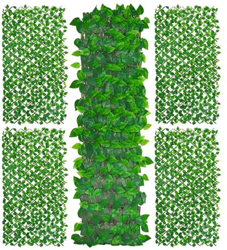Roomark Lot de 4 clôtures de lierre artificiel 200 x 87 cm - Mur de plantes extensible - Brise-vue décoratif - Plantes artificielles pour l'extérieur et l'intérieur - Haie artificielle - Balcon