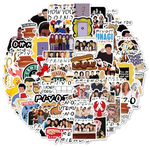 Krilucly 100 Pezzi Friends Adesivi, Adesivi in Vinile Impermeabili, Graffiti Stickers, Adesivi per Adolescenti Simpatiche Decalcomanie in Vinile, per Skateboard, Bottiglie D'acqua, Auto, Laptop, Album