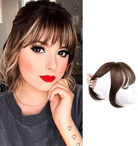 Haarverlängerungen, menschliche Haaropper Clip in Krontopper Haare für Frauen Straight Toupet Teil Wiglets Haarstücke für mildes Haarausfall Volumenabdeckung Graues Haar (hellbraun, 25 cm)