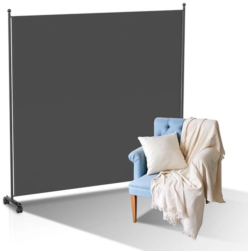 Jopassy Paravent auf Rollen, 1-teilig Trennwand Faltbar 187x181x30cm,Sichtschutzwand für Büros und Balkon,Trennwand Sichtschutz aus Polyesterfaser,Paravent Einfache Installation（Anthrazit）