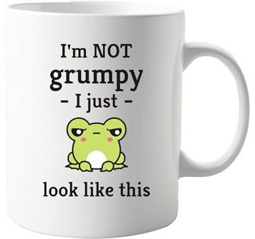 signkitsuk I'm Not Grumpy, I Just Look Like This – Funny Frog Design 11oz Mug, Humorous Coffee Cup for Home and Office, Ideal for Frog Lovers, Unique Ceramic Mug with Quirky Saying